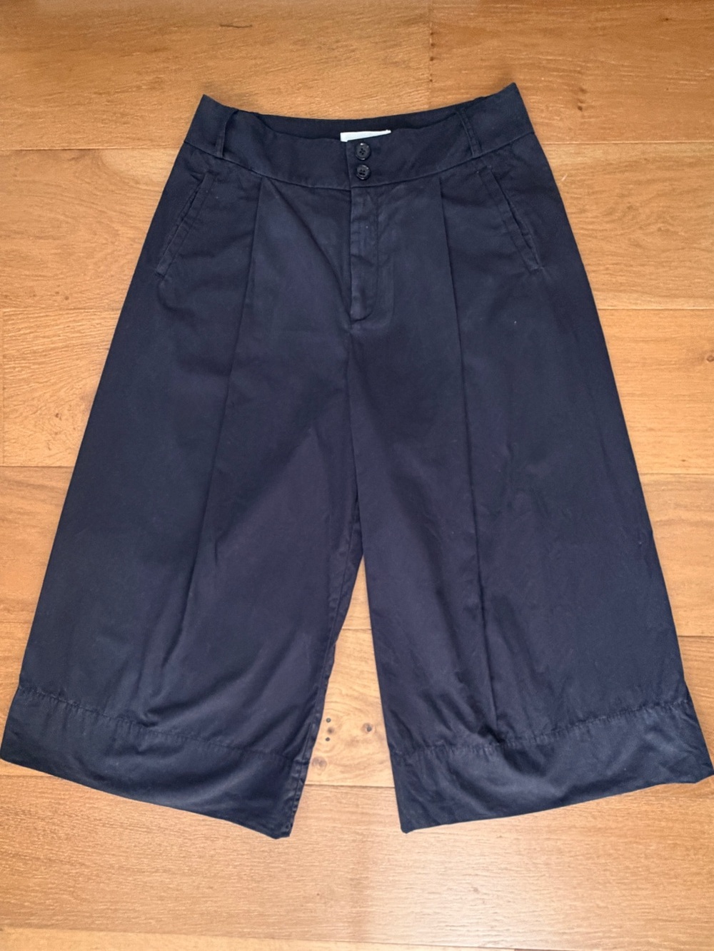 by Anthropologie Wide Leg Cropped Culotte Pants Black Pleated 8 High Rise Work